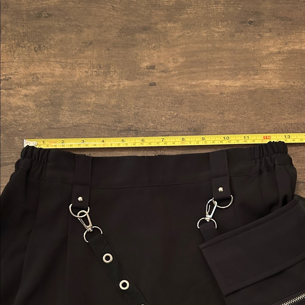 Black A-Line Skirt with Grommet Belt - Picture 3 of 4